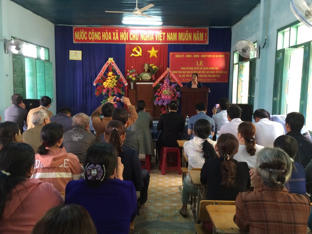 Sa Nhơn tổ chức Lễ công bố NQ 66 của HĐND tỉnh v/v sắp xếp, sáp nhập, tổ chức lại và đổi tên thôn, tổ dân phố trên địa bàn tỉnh Kon Tum